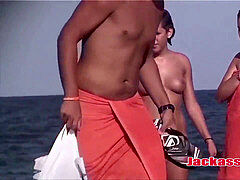 first-timer naturist cougars Jackass Voyeur Nude Beach Spy Cam Ep 3