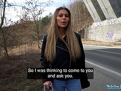 Zlata Shine's massive natural boobs get rammed by a stranger with a massive dick in public