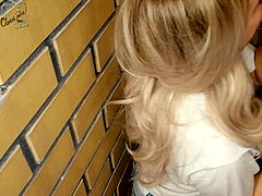A real platinum-blonde teen girl smokes, bj's and penetrates in public, at the porch