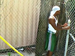 Real thug bottom publicly fucked in the ass on the street by white top