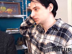 Watch this mature Russian MILF get her shaved pussy drilled by a hot young stud