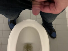 Small Foreskin Cock, Peeing in Clinic