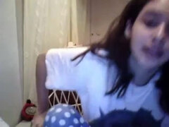 Enthousiasteling, Grote mammen, Lesbisch, Masturbatie, Monster, Alleen, Tiener, Webcamera