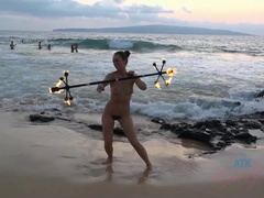 아마추어, 엉덩이, 해변, 흑갈색 머리, 머리카락이 많은, 나체의, 보지, 젖가슴