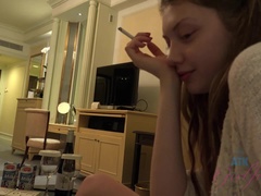 69, 아마추어, 흑갈색 머리, 드레스, 여자친구, 보지, 분출, 젖은