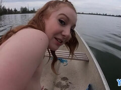 Amber Addis goes naked fishing and catches a cock in her pussy!