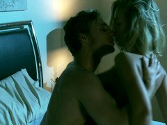 A blonde with a nice pussy is getting fucked deeply on the bed