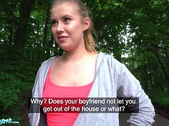 Casey the runner in tight leggings gets fucked hard in public by a big cock