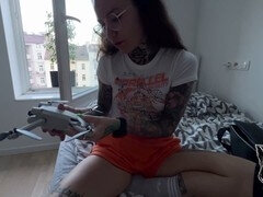 素人, フェラチオ, カップル, 口内発射, タトゥー