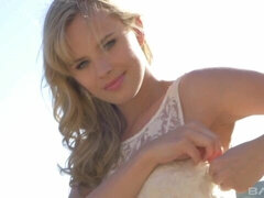 엉덩이, 금발의, 귀여운, 드레스, 유리들, 혼자, 젖가슴, 업스커트