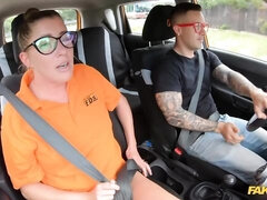 금발의, 오랄섹스, 자동차, 도기스타일, 대단히, 야외의, 면도된, 젖가슴