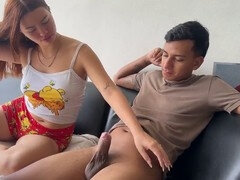 Enthousiasteling, Kont naar mond, Grote kont, Pijpbeurt, Handbeurt, Roodharige vrouw, Tiener