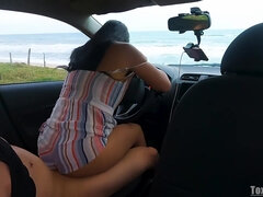 Amateur, Plage, Tir de sperme, Femelle, Fille latino, Mexicainne, Public, Réalité