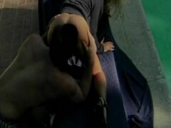 Kotě, Blondýna, Kuřba, Nahota, Venku, Kalhotky, Kozičky, Vlhká