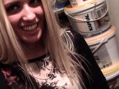 Blonde is fucking and sucking a dick out in public before us