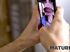 흑갈색 머리, 잡힌, 쿠거, Hd, 나이든, 보지, 러시아인, 계모