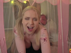 Popó, Hálószoba, Európai, Sarokkal való, Érett feleség, Orosz, Rövid haj, Tini