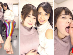 Asiatica, Nero, Lavoro di piedi, Giapponese, Lesbica, Ufficio, Orgasmo, Strano