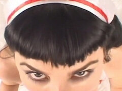 Sucer une bite, Brunette brune, Éjaculer dans la bouche, Femelle, Masturbation, Infirmière, Chatte, Rétro ancien