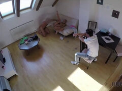 POV blonde cop has her man watch her getting banged by another man