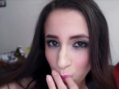 Pompino, Fidanzato, Brunetta, Schizzo di sborra, Facciale, Sega, Studente, Tette