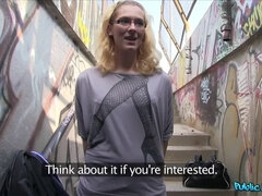Stranger Offers Nerdy Blonde A Modeling Job If She Fucks Him Outdoors