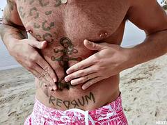 Plage, Grosse bite, Sucer une bite, Couple, Mignonne, Hard, Interracial, Muscle