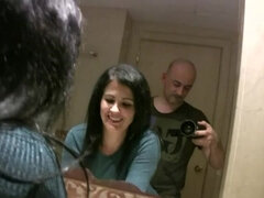 Having fun behind the scene in the bathroom with Montse Swinger