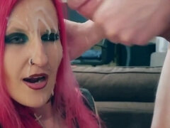 아마추어, 큰 가슴, 도기스타일, 얼굴에, 유연한, 젖꼭지, 보지, 가슴으로 조이기