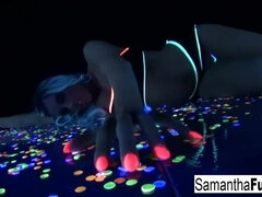 엉덩이, 큰 가슴, 금발의, 여자, 수음, 보지, 혼자, 젖가슴