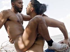 Strand, Zwart, Zwart, Homo, Hd, Spier, Buiten, Tatoeage