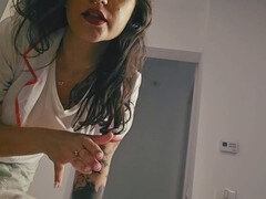 Super hot nurse Artegirlx with giant tits gives you a handjob and you get caught dripping cum