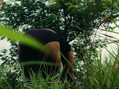 Grosser arsch, Paar, Spermaladung, Indisch, Im freien