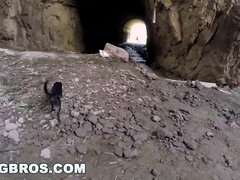 Anal MILF Aletta Ocean gets interrupted by a massive cock in a cave