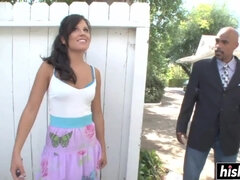 Latina slut makes love with a muscled black neighbor